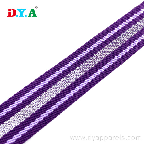 designs 20mm purple patterned lurex polyester webbing